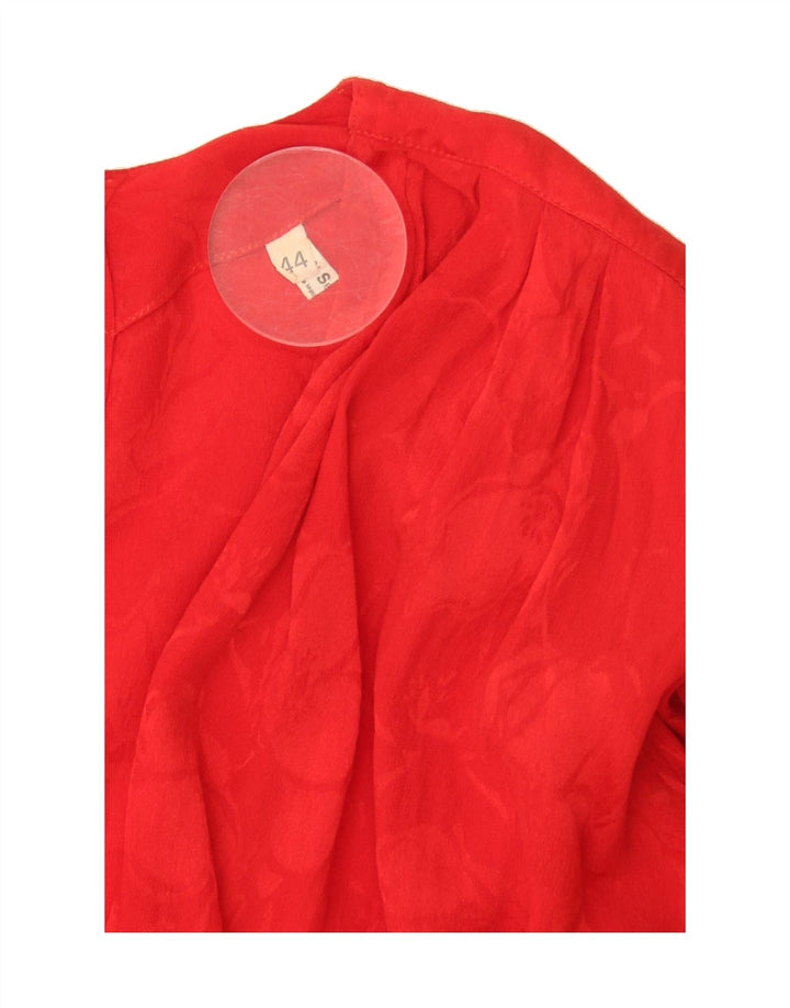 VINTAGE Womens Long Sleeve Blouse Top IT 44 Medium Red Floral Silk Vintage Vintage and Second-Hand Vintage from Messina Hembry 