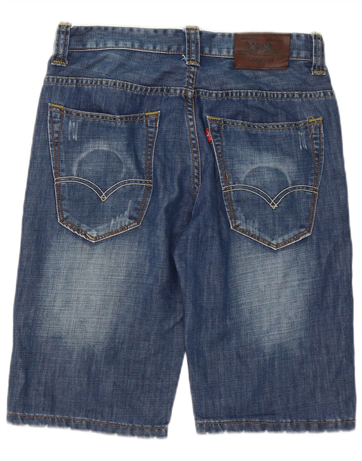 Męskie spodenki jeansowe w stylu vintage, w trudnej sytuacji W32, średnia niebieska bawełna