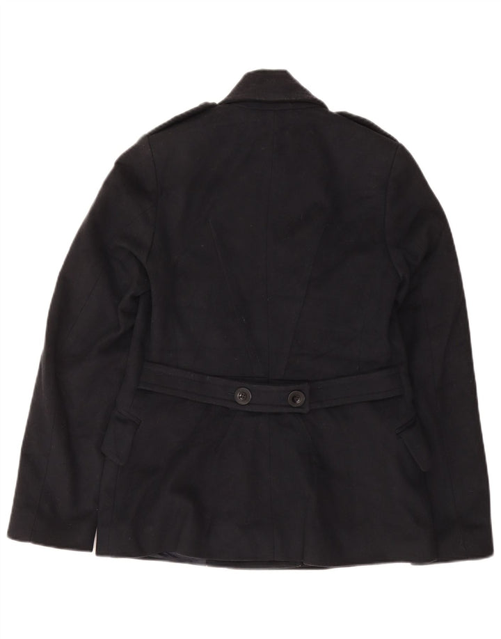 Reiss Womens Military Pea Coat UK 10 Small Navy Blue Wool