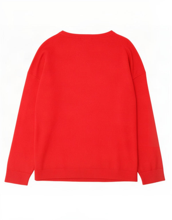 Dkny Maglione da donna con scollo a barchetta con grafica UK 18 XL Viscosa rossa