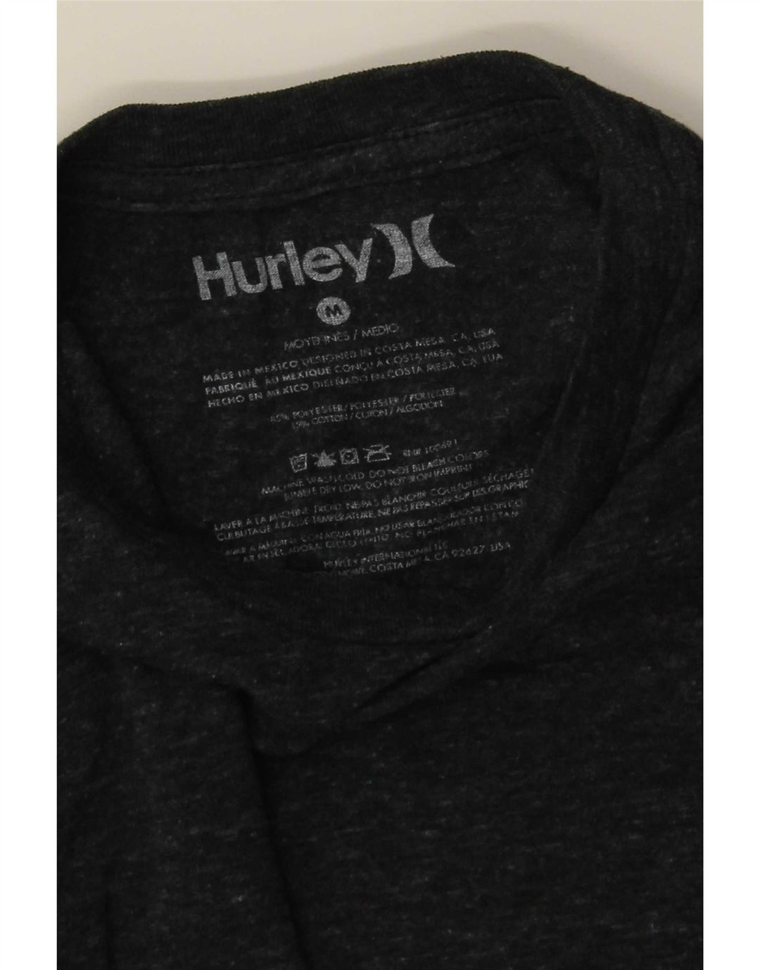Hurley Mens Graphic T-Shirt Top Medium Grey Cotton