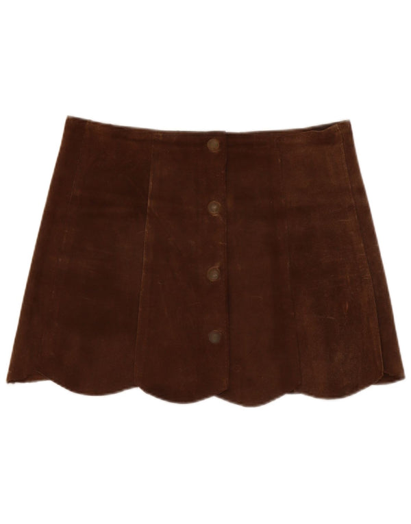 Vintage Γυναικεία Mini Suede Φούστα W30 Δερμάτινη Μεσαία Καφέ