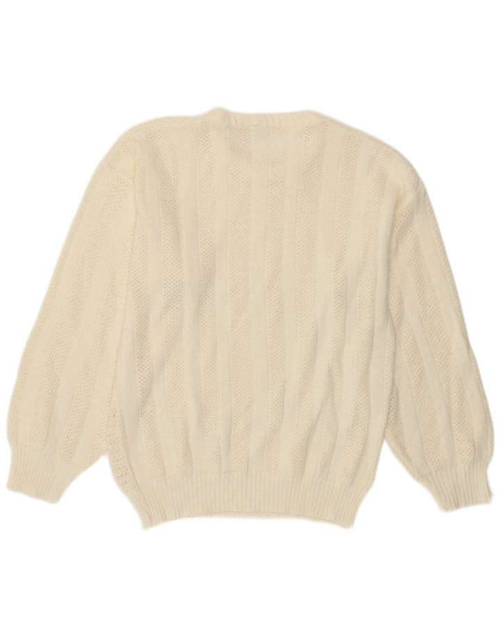 VINTAGE Womens Crew Neck Jumper Sweater IT 44 Medium Off White Acrylic