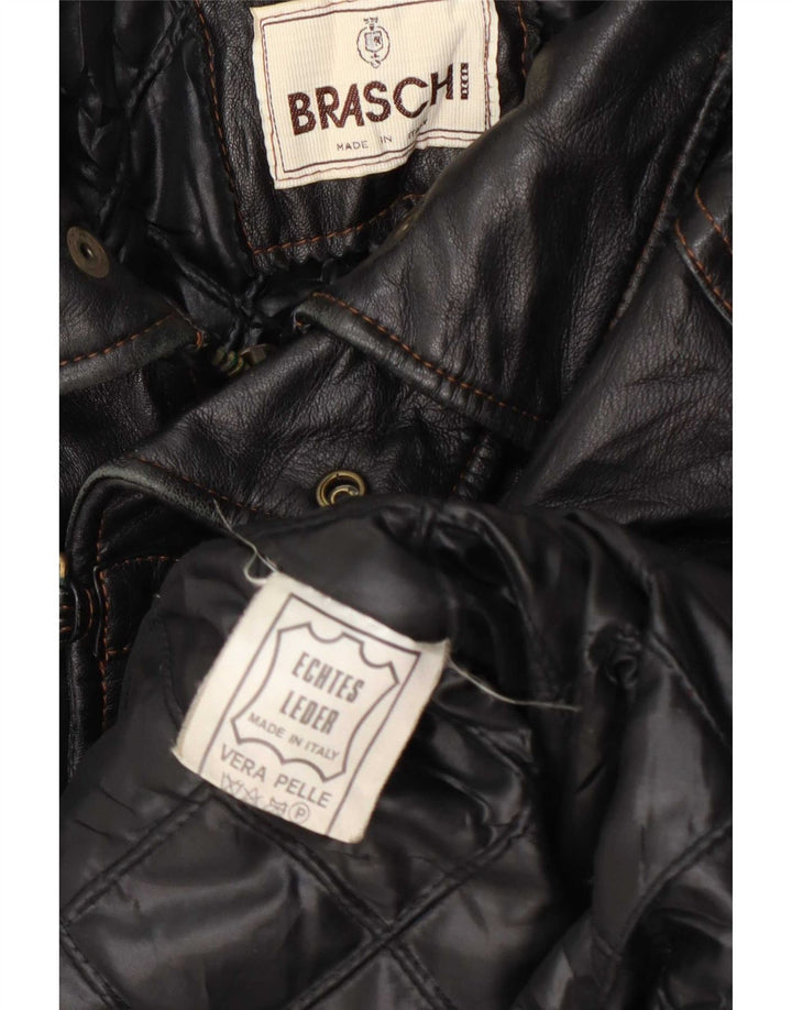 Braschi Herren-Lederjacke mit lockerer Passform, UK 38, Mittelbraun