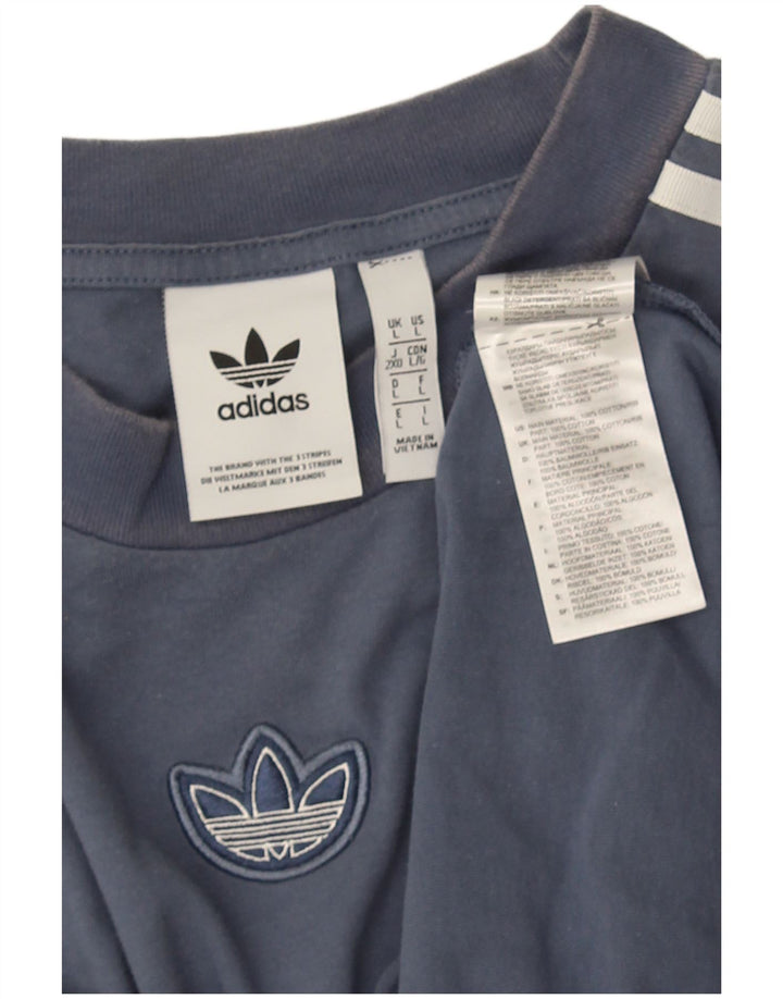 Adidas Mens T-Shirt Top Large Blue Cotton