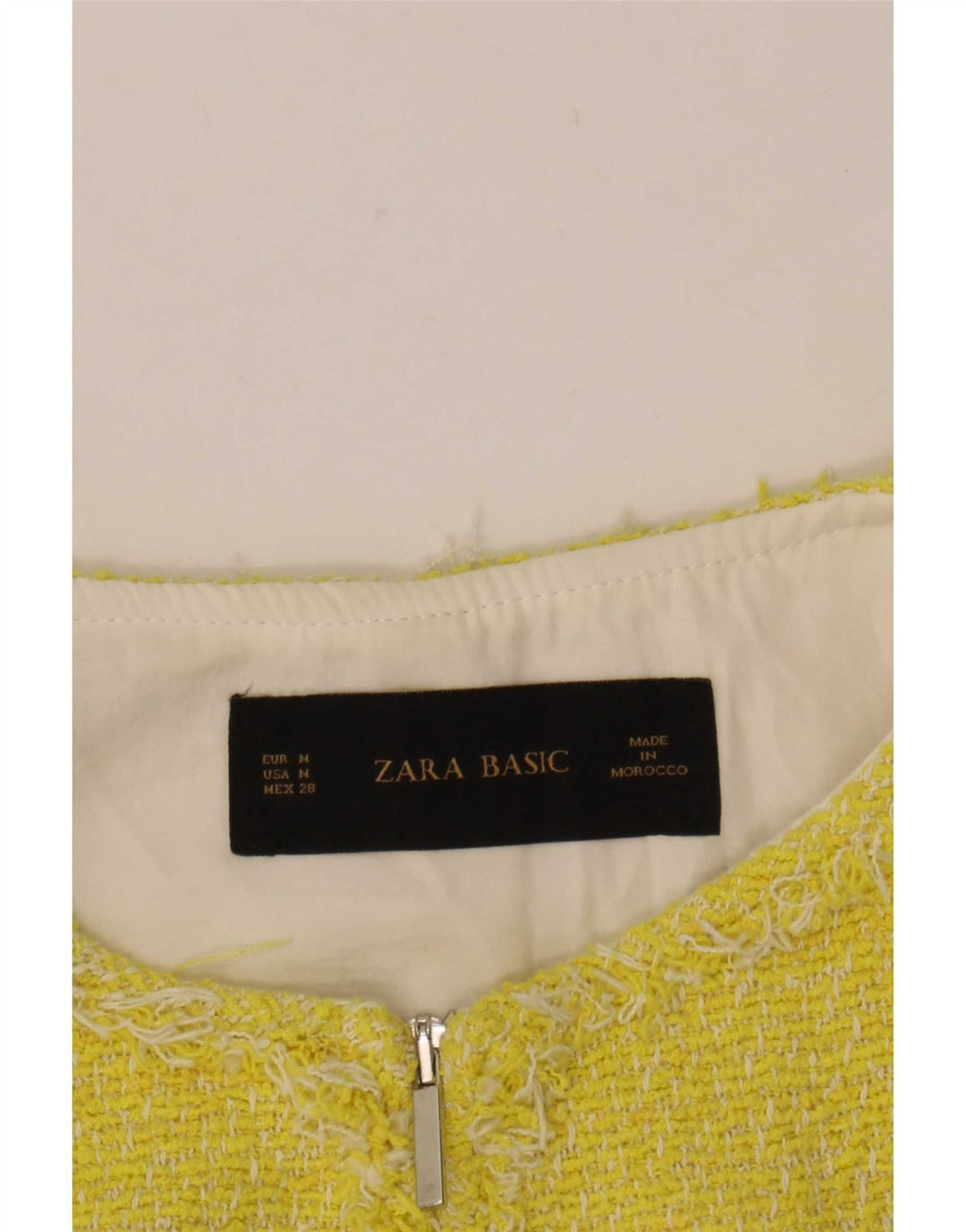 Jaqueta blazer feminina Zara com zíper completo Reino Unido 14 bloco colorido amarelo médio