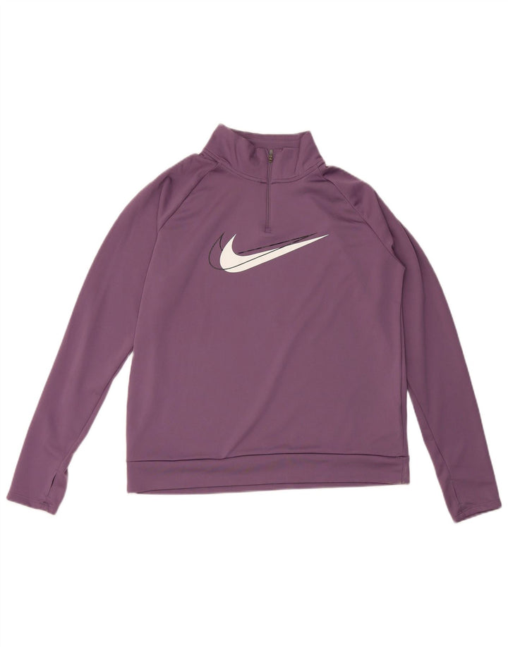 Nike Womens Dri Fit Graphic Pullover Tracksuit Top UK 14 Medium Purple