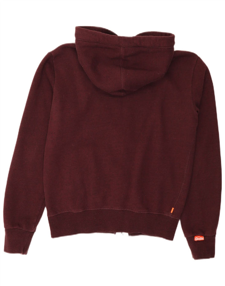 Superdry Mens Zip Hoodie Sweater Medium Burgundy Cotton