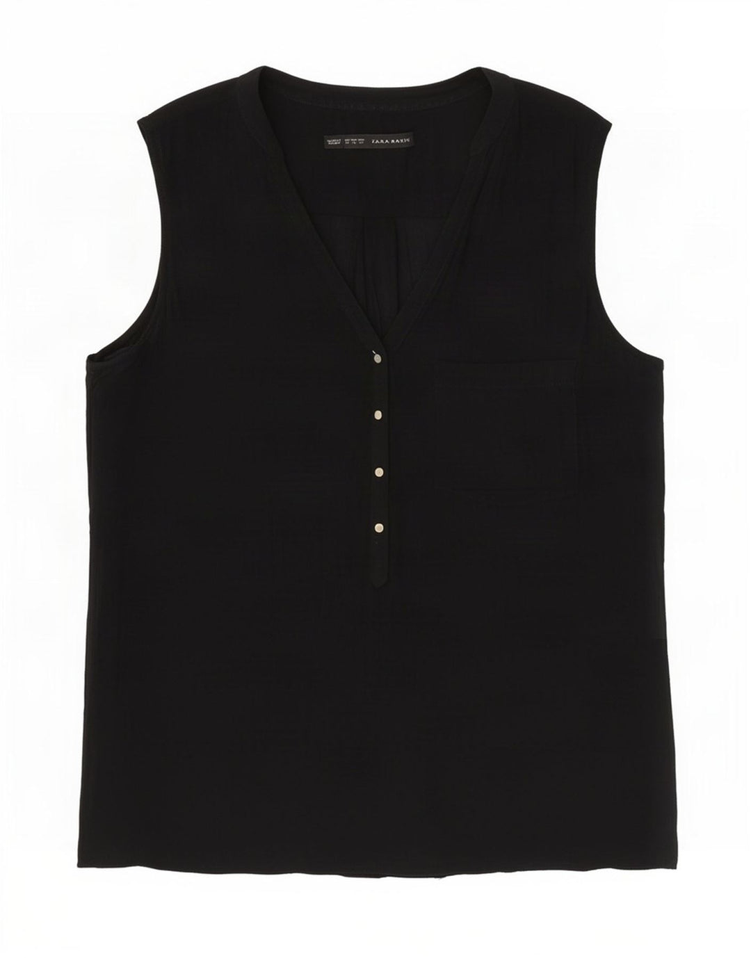 Zara Γυναικεία Αμάνικη Μπλούζα Τοπ UK 14 Medium Black