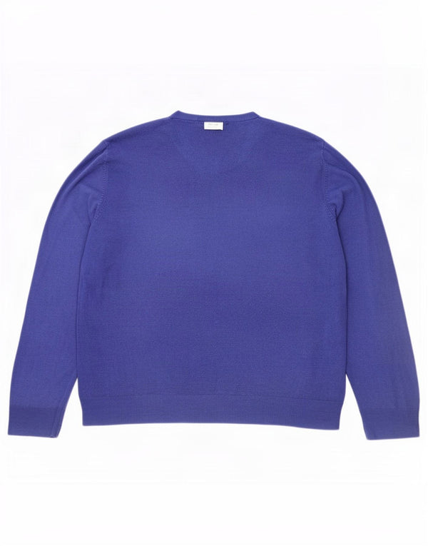Marks & Spencer Męski sweter z dekoltem w kształcie litery V, XL, niebieski, akryl
