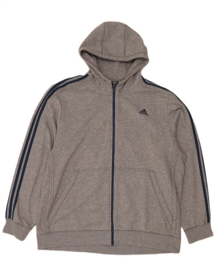 Pulover Adidas pentru bărbați, cu fermoar, 2XL, poliester gri