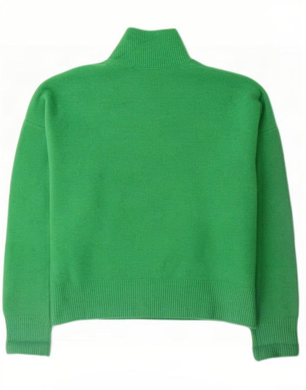 Zara Suéter feminino oversized com gola tartaruga Reino Unido 16 grande acrílico verde