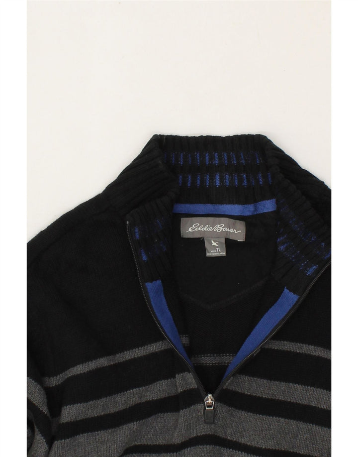 EDDIE BAUER Mens Zip Neck Jumper Sweater Large Grey Colourblock Cotton Vintage Eddie Bauer and Second-Hand Eddie Bauer from Messina Hembry 