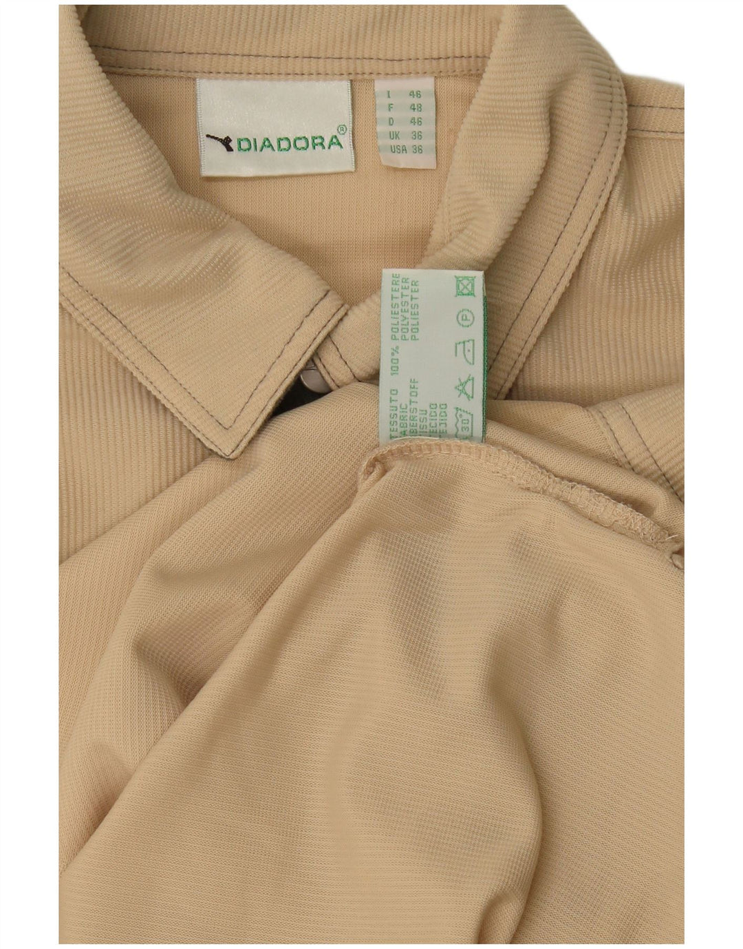 Diadora Mens Loose Fit Shirt UK 36 Small Beige Polyester