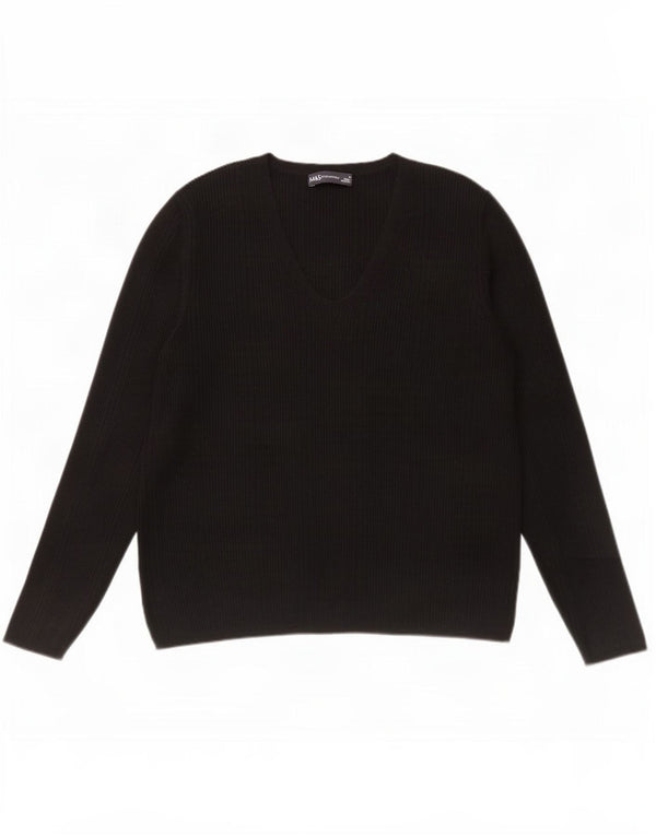 Marks & Spencer Suéter con Cuello en V para Mujer UK 46 Large Viscosa Negra