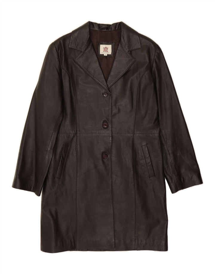 VINTAGE Womens Leather Coat IT 44 Medium Black Leather Vintage Vintage and Second-Hand Vintage from Messina Hembry 