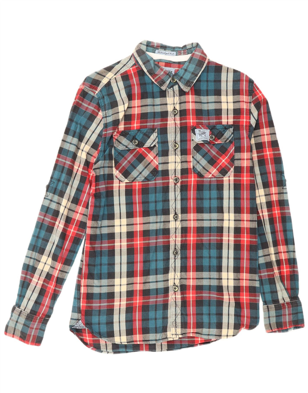 Męska koszula flanelowa Superdry, bawełniana, średnia, wielokolorowa krata