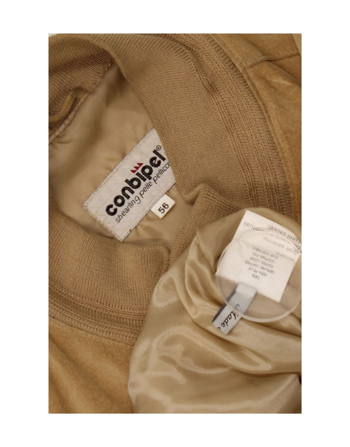 Conbipel Mens Suede Bomber Jacket IT 56 2XL Beige Leather