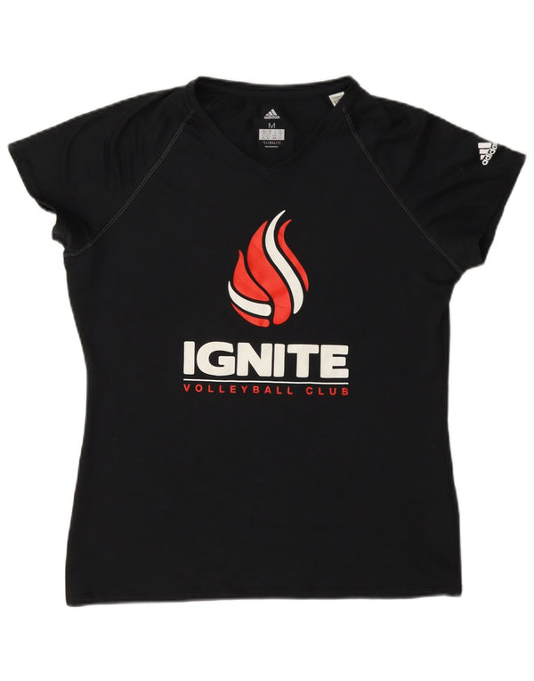 Adidas Womens Ignite Volleyball Club Graphic T-Shirt Top UK 14 Medium Black