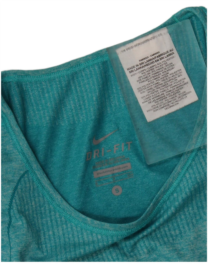 Nike Damen Dri Fit Top Langarm UK 10 Small Grün geflecktes Polyester