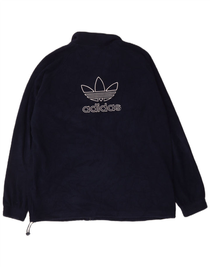 ADIDAS Herre grafisk fleecejakke UK 42 XL Marineblå polyester