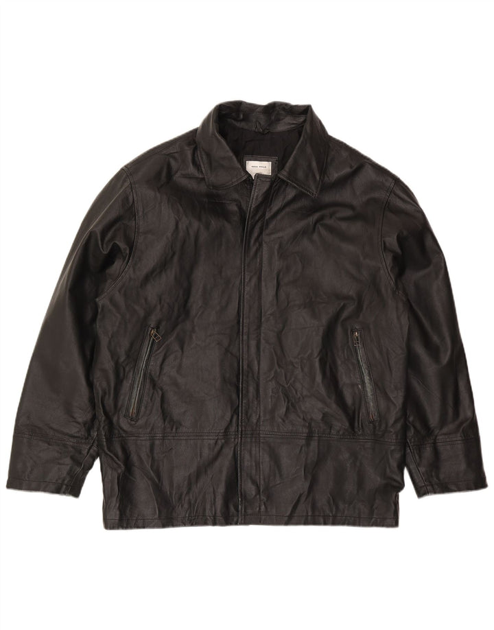 Conbipel Mens Leather Jacket IT 50 Large Black Leather