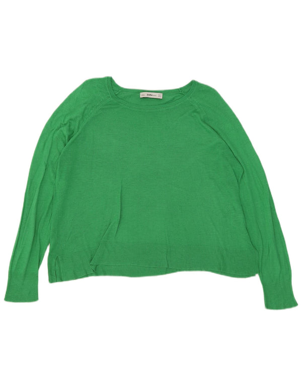 Maglione maglione oversize con scollo a barca da donna Zara UK 14 Viscosa verde medio