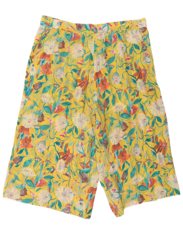 Vintage Damen Shorts mit hoher Taille und weitem Bein, lässig, W34, groß, gelb geblümt