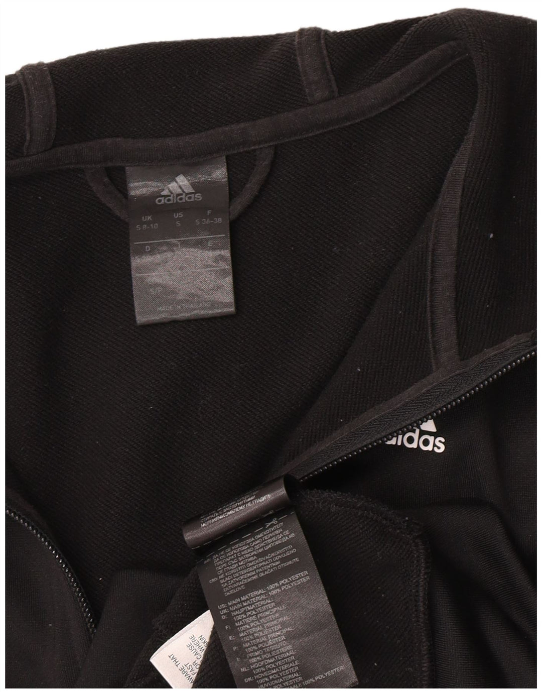 Adidas hættetrøje med lynlås til kvinder UK 8/10 Small Black Polyester