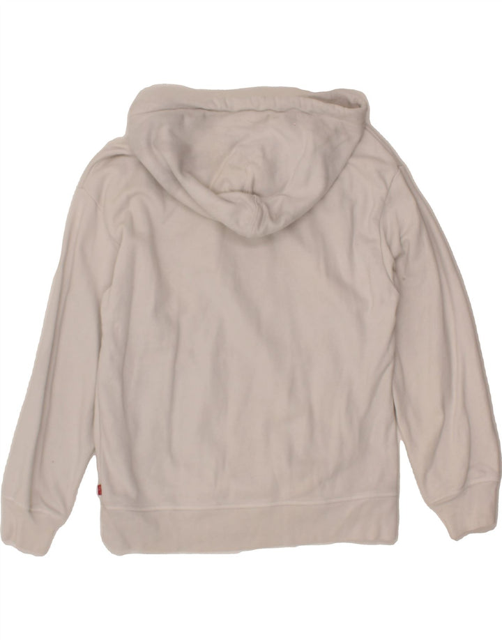 LEVI'S Mens Graphic Hoodie Jumper Small White Cotton Vintage Levi's and Second-Hand Levi's from Messina Hembry 
