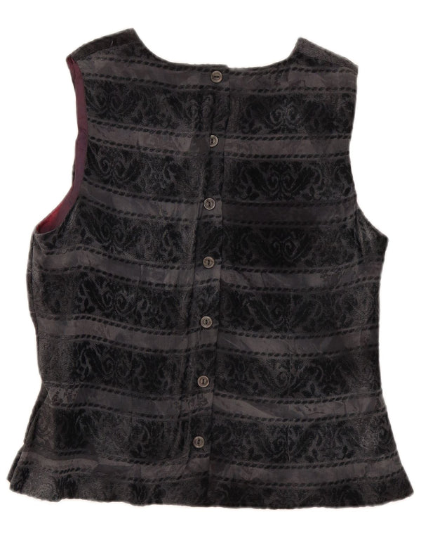 Michel Ambers Blusa sin mangas para mujer UK 46 Large Black Paisley