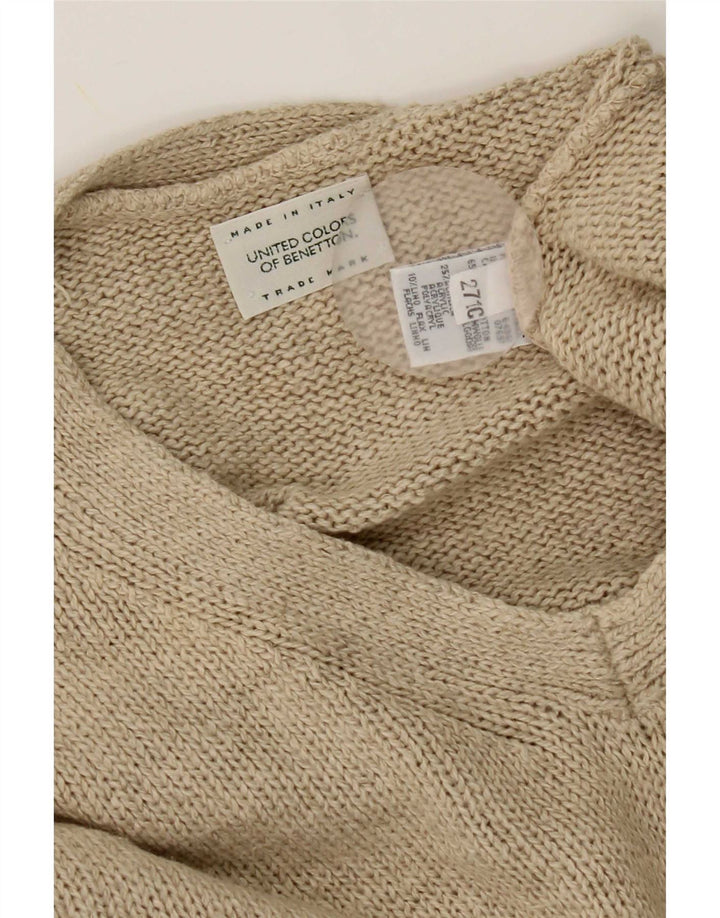 Benetton Mens Vest Tank Top Médio Algodão Bege