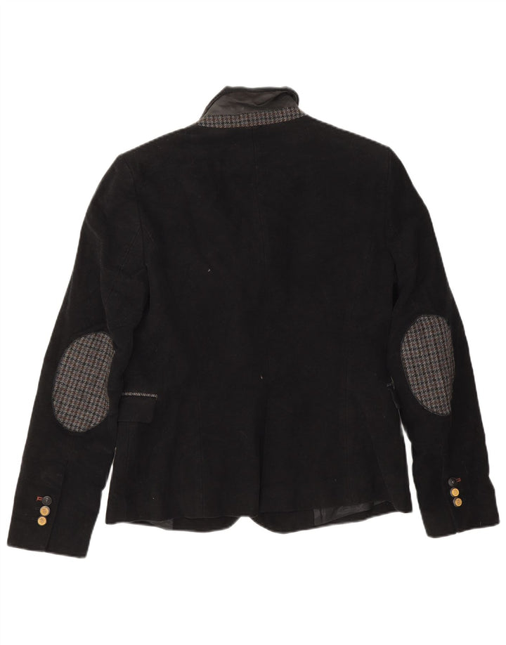 Zara Chaqueta Blazer De 1 Botón para Mujer UK 44 Grande Algodón Negro