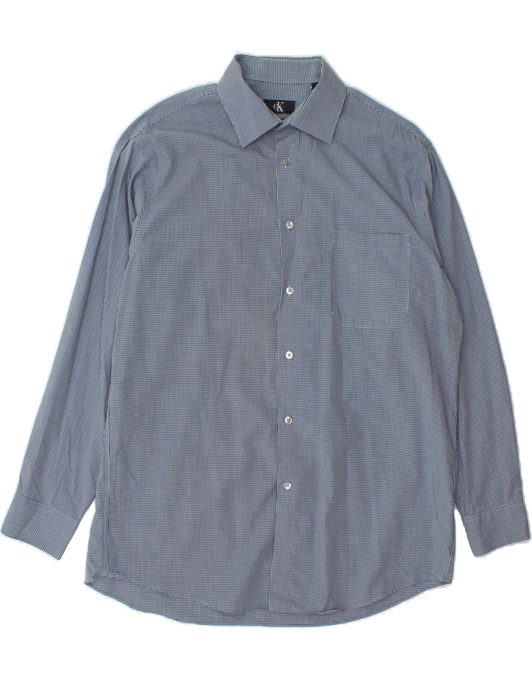CALVIN KLEIN Mens Regular Fit Shirt Size 16 Large Blue Check Cotton Vintage Calvin Klein and Second-Hand Calvin Klein from Messina Hembry 