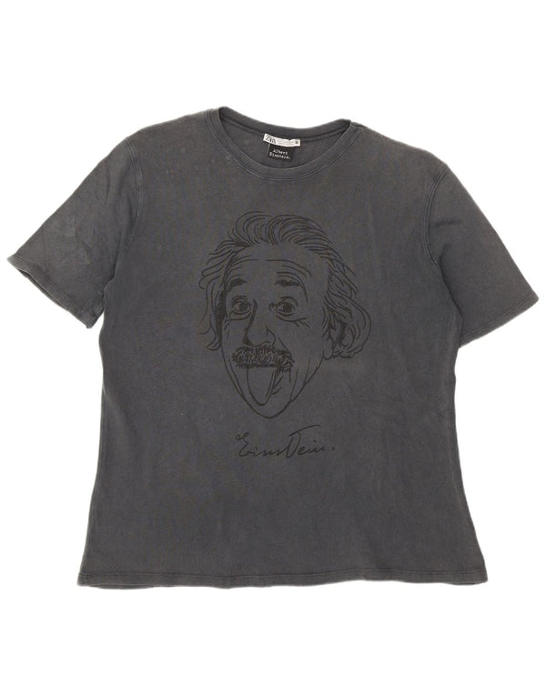 T-shirt grafica Zara da uomo Albert Einstein piccola grigia