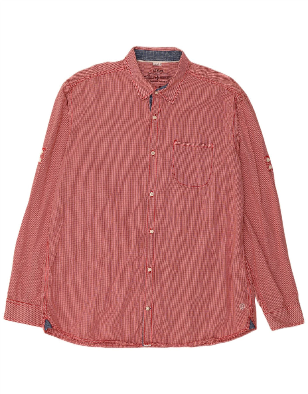 S.Oliver Mens Slim Fit Shirt 2XL Red Gingham Cotton