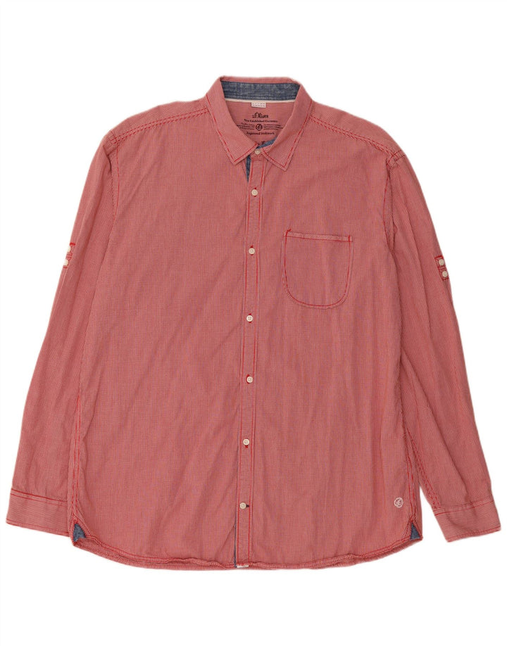S.Oliver Mens Slim Fit Shirt 2XL Red Gingham Cotton