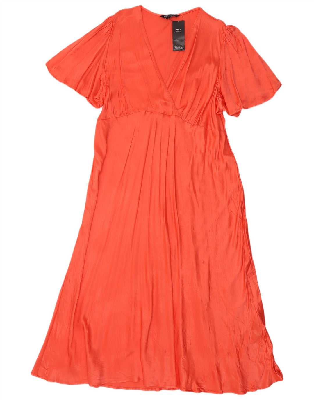 Abito maxi regolare da donna Marks & Spencer UK 22 3XL viscosa arancione