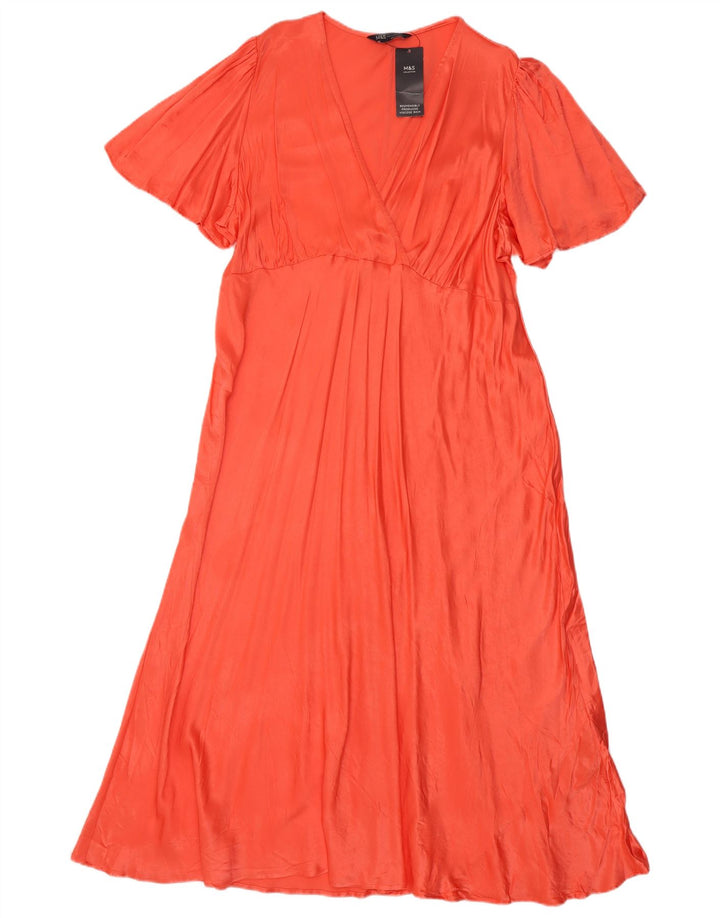 Abito maxi regolare da donna Marks & Spencer UK 22 3XL viscosa arancione