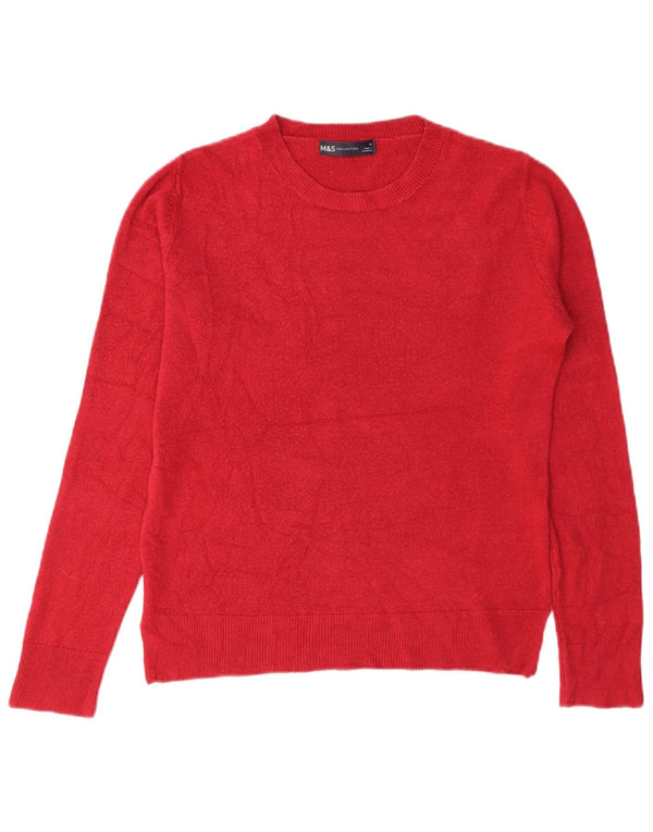 Marks & Spencer Womens Crew Neck Jumper Sweater UK 10 Small Red Acrylic