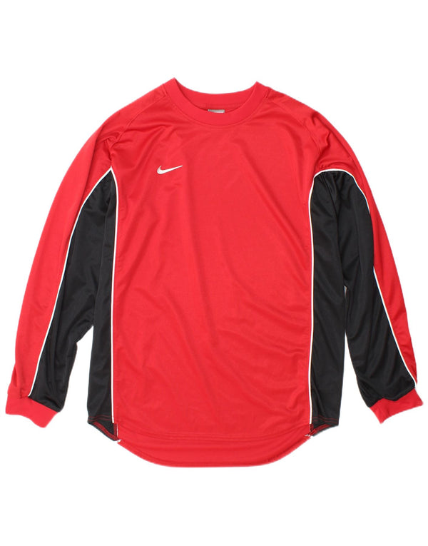 Nike Mens Top Long Sleeve UK 42/44 Large Red Colourblock Polyester