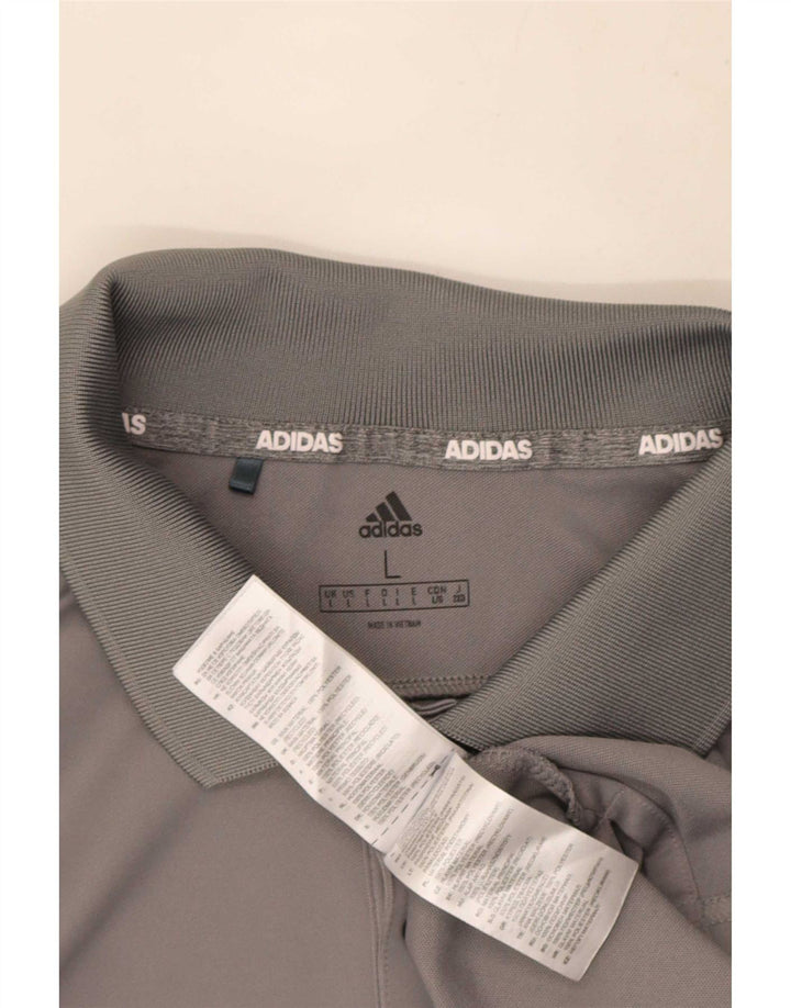 Polo Adidas da uomo grande in poliestere grigio