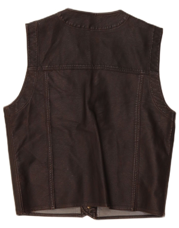 Brugi Mens Faux Leather Waistcoat Medium Brown Polyethylene