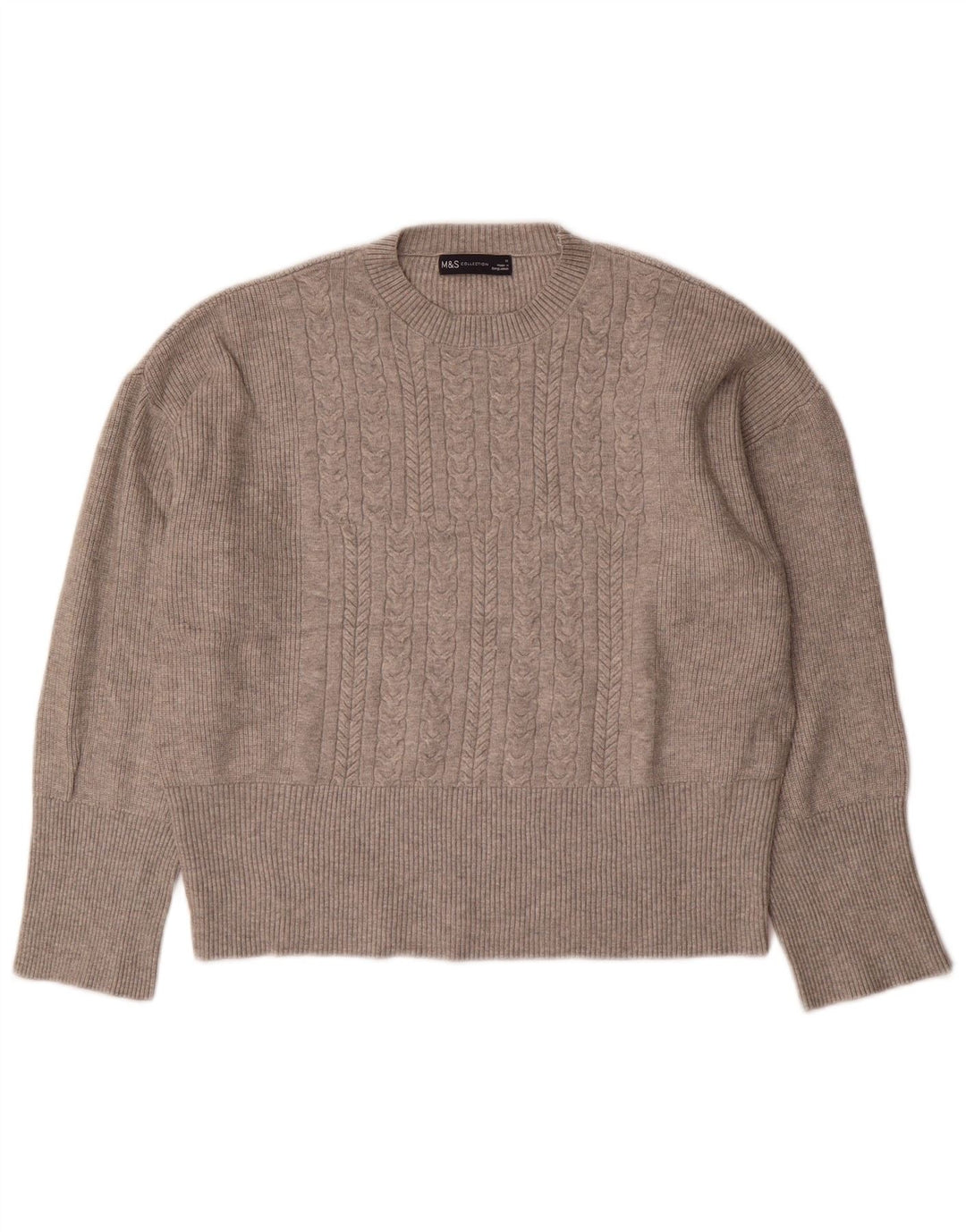 Marks & Spencer Womens Oversized Crew Neck Jumper Sweater UK 14 Medium Grey