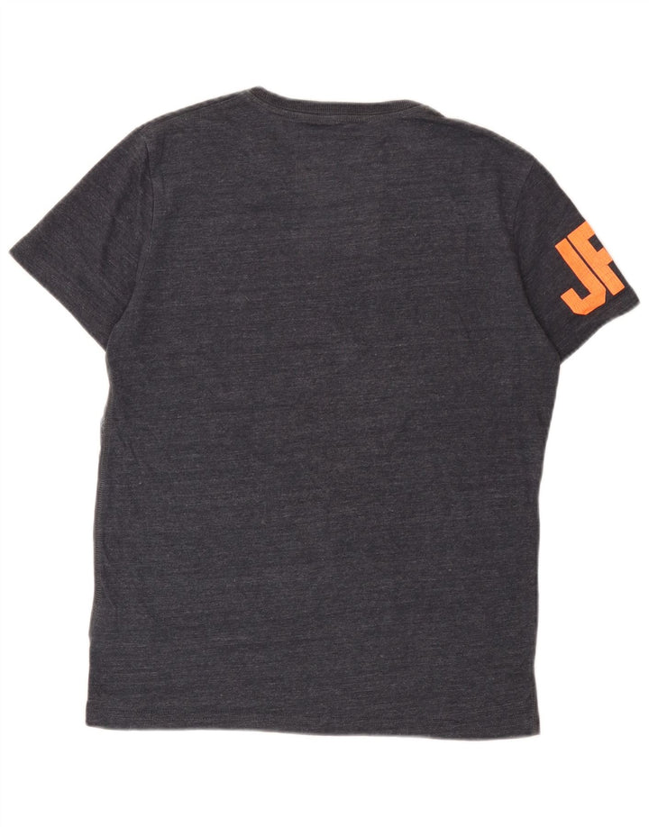 Superdry Herren Grafik-T-Shirt-Oberteil aus mittelblauer, gesprenkelter Baumwolle