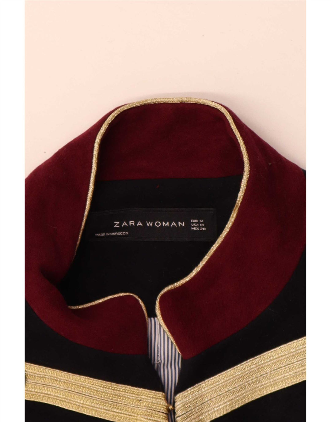Zara Dame Military Blazer Jacket UK 14 Medium Navy Blue Colourblock