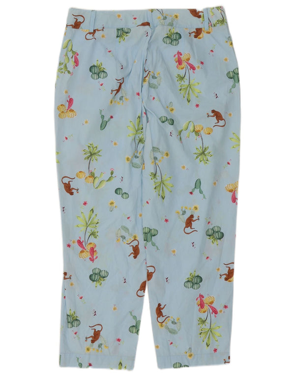 Benetton Womens Straight Cropped Trousers W30 L24 Blue Floral