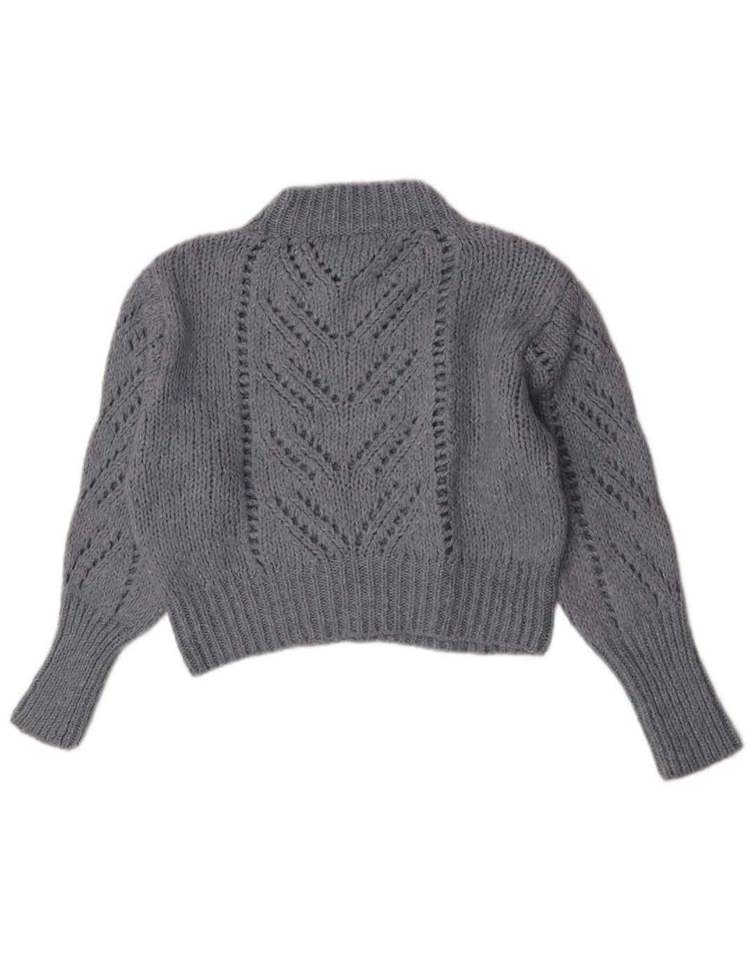 Zara Womens Crop Turtle Neck Jumper Sweater UK 12 Medium Blue Acrylic
