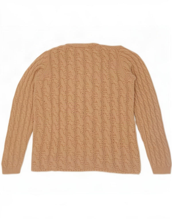 Maglione maglione girocollo da donna all'uncinetto Zara UK 10 piccolo Beige