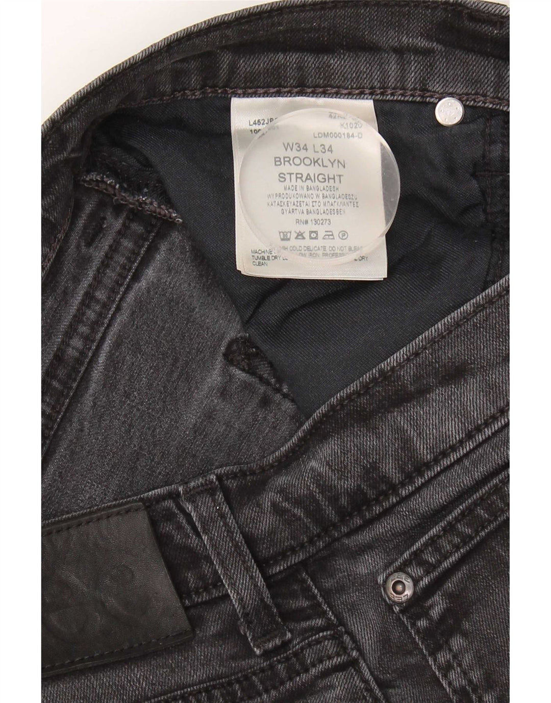 Lee Mens Brooklyn Straight Jeans W34 L30 Black Cotton